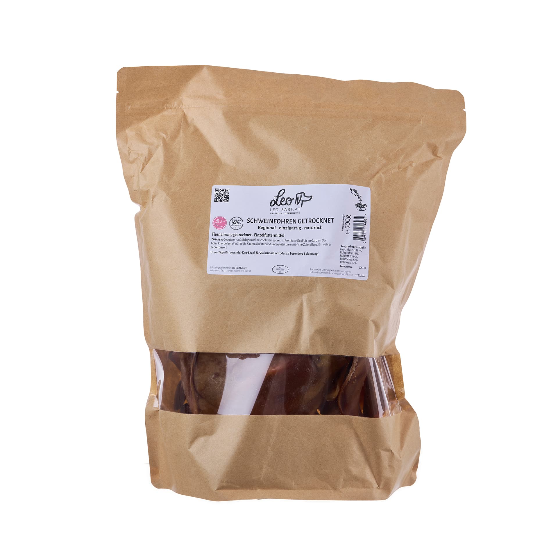 Schweinsohren getrocknet Vorteils­pack (10 x 500 g) - Leo Barf