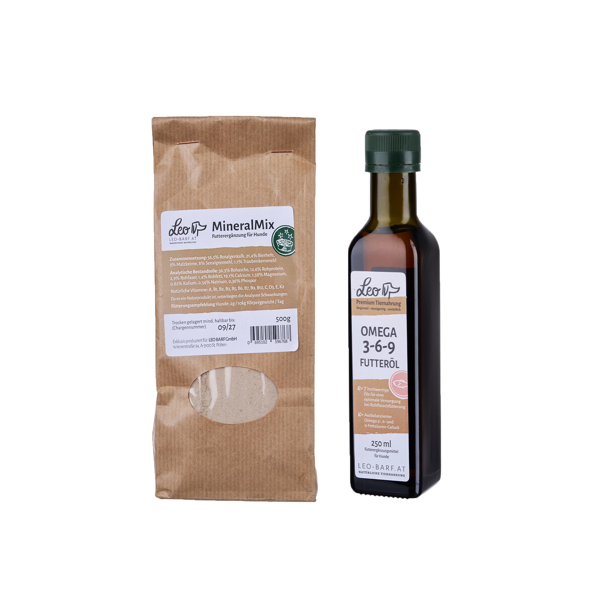 Mineralmix & Futteröl Omega 3-6-9 – Bundle 500 g + 250 ml - Leo Barf