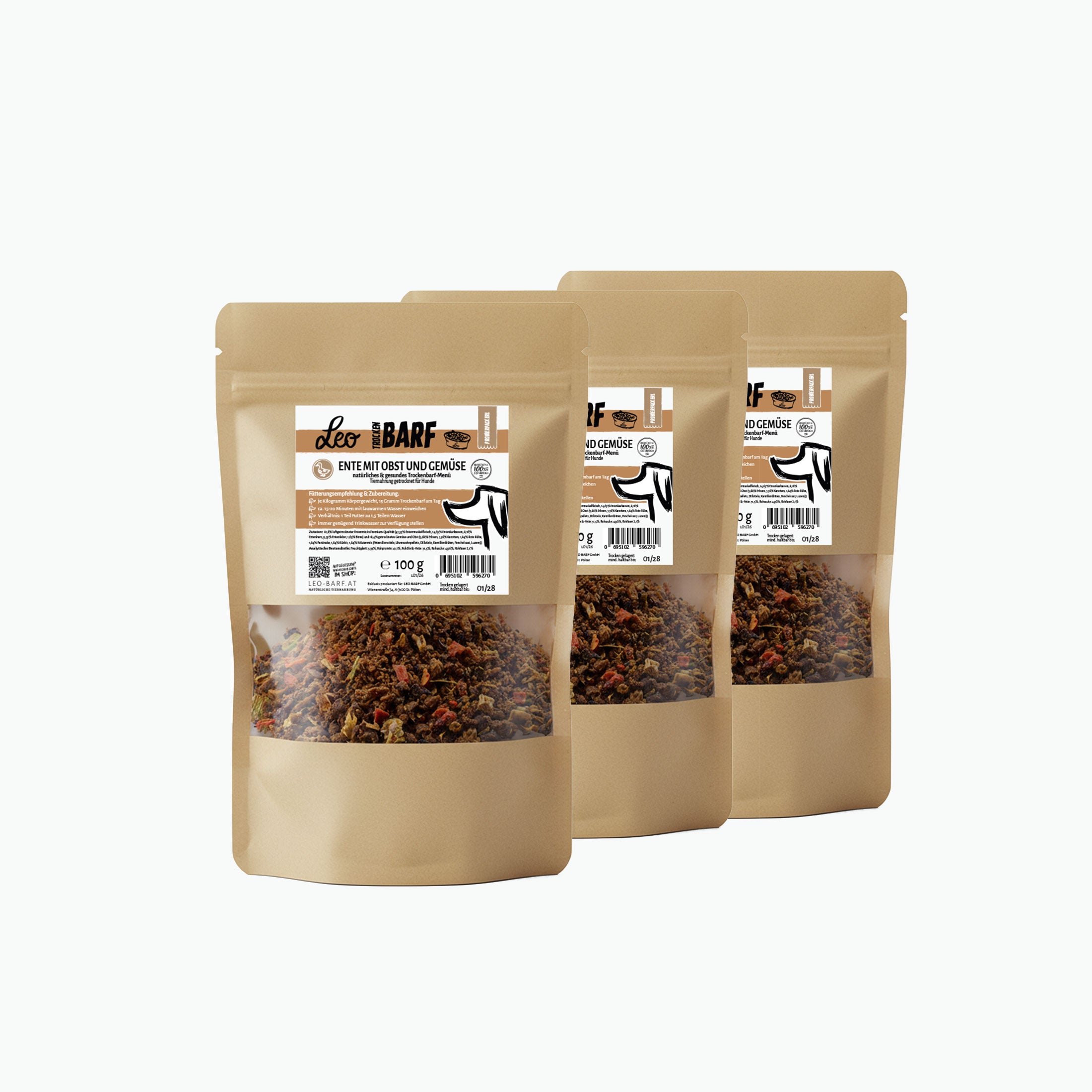 Trockenbarf Probierpaket Ente mit Obst und Gemüse