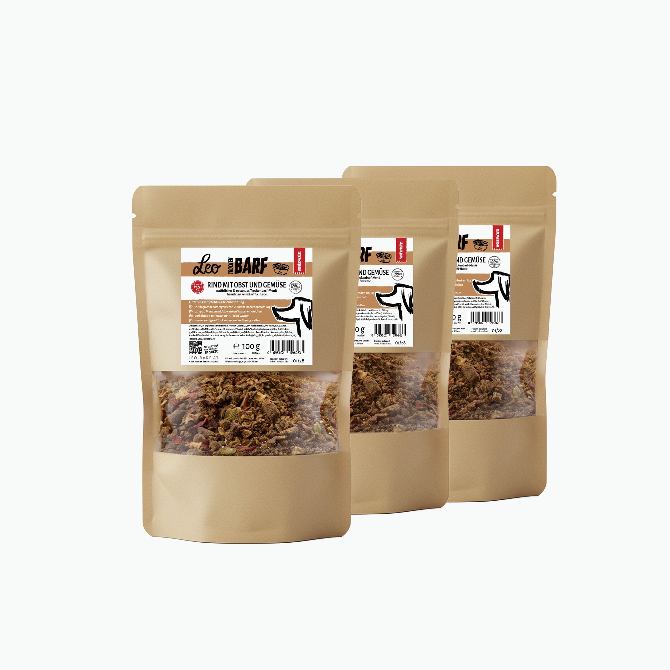 Trockenbarf Probierpaket Rind mit Obst und Gemüse