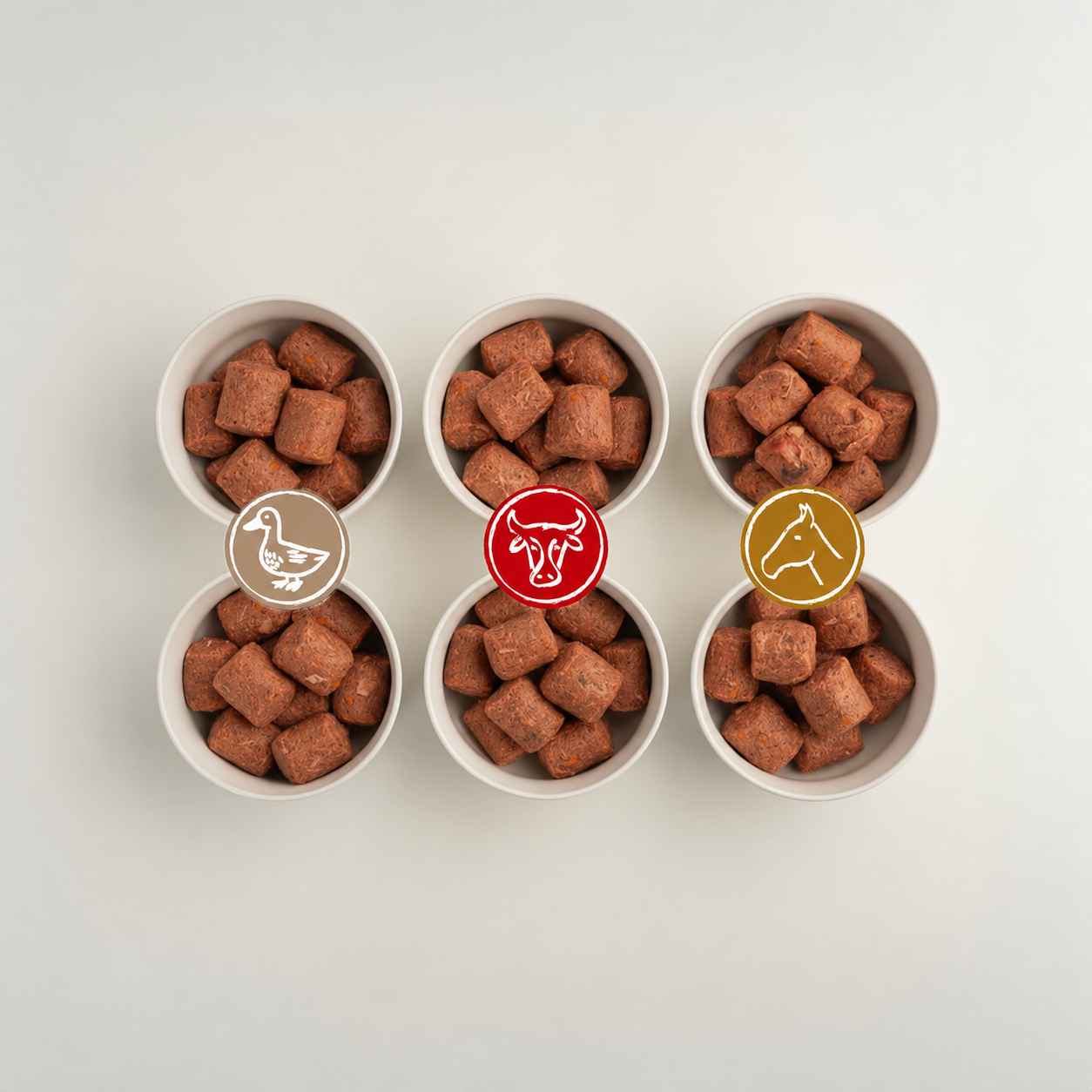 Leo Barf Probierpaket Vollwert-Menüs – Rind · Ente · Pferd
